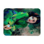 緑のドレスを着た少女 マグネット (横)