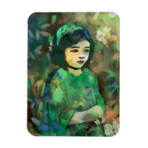 緑のドレスを着た少女