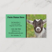 緑のナイジェリアの矮性山羊の飼育者 名刺 (正面)