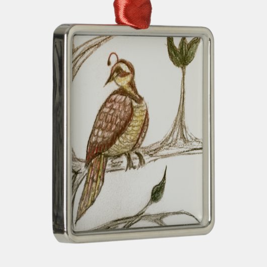 緑のナシ木のヤマウズラ メタルオーナメント (右)