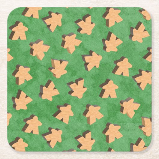 緑のナプキンスに3D木目のミートルゲームピース スクエアペーパーコースター (正面)