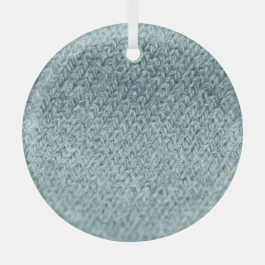 緑のニットのテクスチャ：トレンディー背景 ガラスオーナメント (正面)