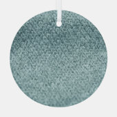 緑のニットのテクスチャ：トレンディー背景 ガラスオーナメント (裏面)