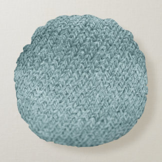 緑のニットのテクスチャ：トレンディー背景 ラウンドクッション
