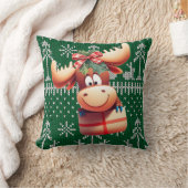 緑のニット模様の漫画ムース クッション (ブランケット)