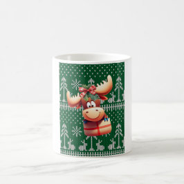 緑のニット模様の漫画ムース コーヒーマグカップ