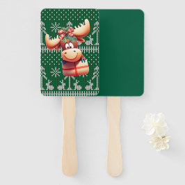 緑のニット模様の漫画ムース ハンドファン