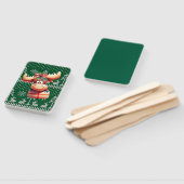 緑のニット模様の漫画ムース ハンドファン (組立なし)