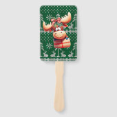 緑のニット模様の漫画ムース ハンドファン (正面)