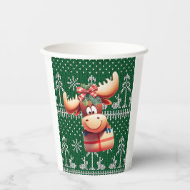 緑のニット模様の漫画ムース 紙コップ