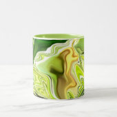 緑のニラネギの抽象芸術はコーヒーmug~に2ある調子を与えました! ツートーンマグカップ (中央)