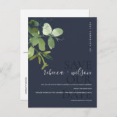 緑のネイビーユーカリ水の色は、日付を保存 案内ポストカード (正面/裏面)