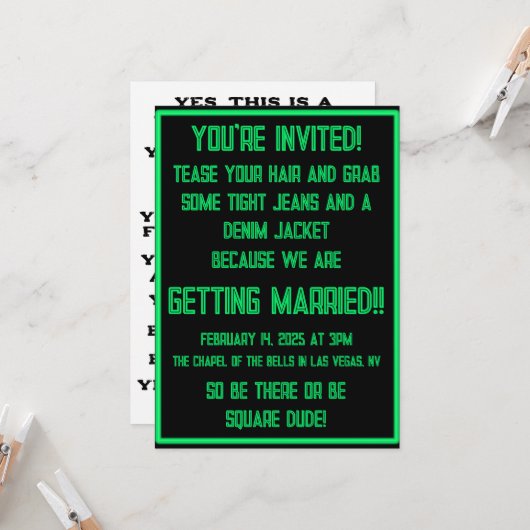 緑のネオンが黒 招待状 (正面/裏面インサイチュ)