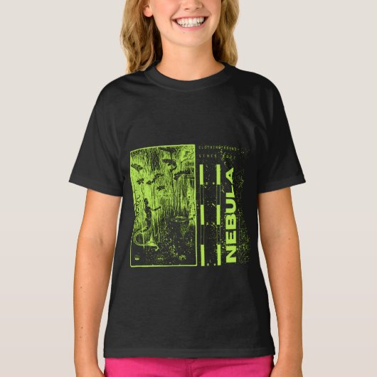 緑のネオンと黒のヒップスターモダン星雲 パーカ (正面)