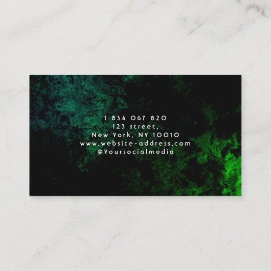 緑のネオンを詳述する洗車&自動車 名刺 (裏面)