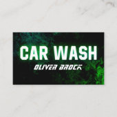 緑のネオンを詳述する洗車&自動車 名刺 (正面)