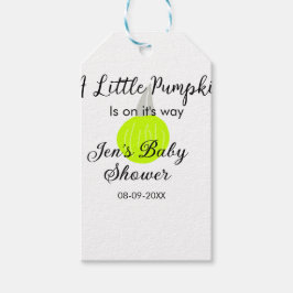 緑のネオンカボチャの小さなカボチャが進んでいる ギフトタグ