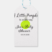 緑のネオンカボチャの小さなカボチャが進んでいる ギフトタグ (裏面)