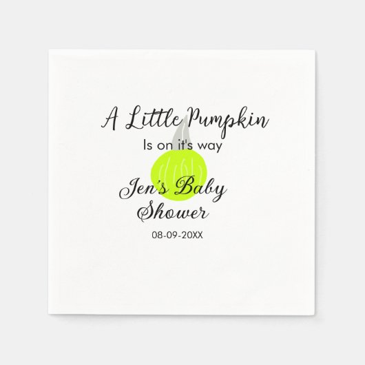 緑のネオンカボチャの小さなカボチャが進んでいる スタンダードカクテルナプキン (正面)