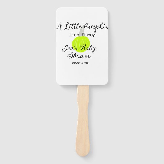 緑のネオンカボチャの小さなカボチャが進んでいる ハンドファン (正面)