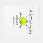 緑のネオンカボチャの小さなカボチャが進んでいる フリースブランケット (正面(横))