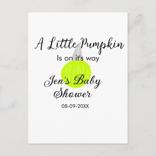 緑のネオンカボチャの小さなカボチャが進んでいる ポストカード (正面)