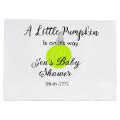 緑のネオンカボチャの小さなカボチャが進んでいる ラージペーパーバッグ (裏面)