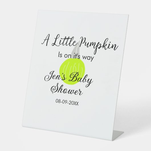 緑のネオンカボチャの小さなカボチャが進んでいる 台座サイン (正面)