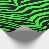 緑のネオンカラーのゼブラパターン ラッピングペーパー (角)