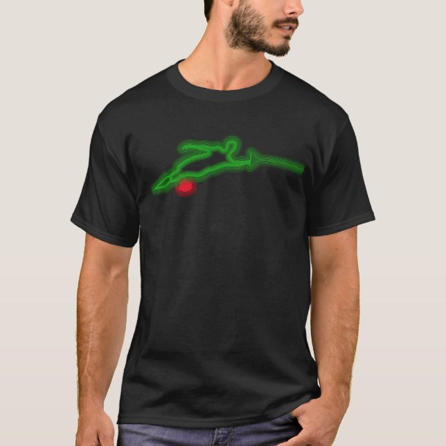 緑のネオンスラローム水スキーヤーのTシャツ Tシャツ (正面)