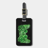 緑のネオンビデオゲームのコントローラーの荷物のラベル ラゲッジタグ (正面縦)