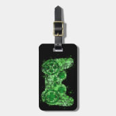緑のネオンビデオゲームコントローラーをカスタマイズ可能 ラゲッジタグ (正面縦)
