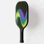 緑のネオンピンク、青、緑の波 ピックルボールラケット (左)