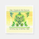 緑のネオンフォークアートヒマワリBluetoothスピーカー スタンダードカクテルナプキン (正面)