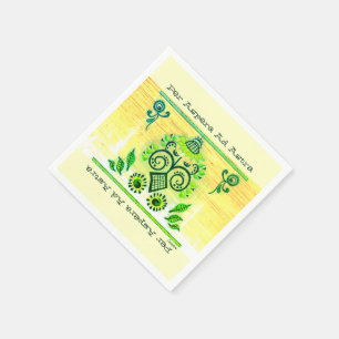 緑のネオンフォークアートヒマワリBluetoothスピーカー スタンダードカクテルナプキン