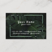 緑のネオンフレーム熱帯葉ベクトル 名刺 (裏面)