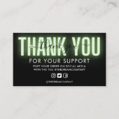 緑のネオン書道ありがとうメディア挿入 名刺 (正面)