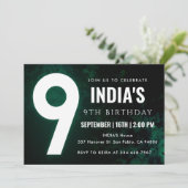 緑のネオン9歳の誕生日招待状 招待状 (スタンド正面)
