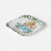 緑のノアの箱舟かわいい動物の誕生日バプテスマ ペーパープレート (傾斜あり)