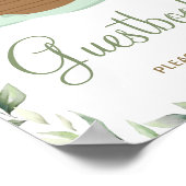 緑のノアの箱舟の赤ちゃんシャワーのバプティスゲストブック ポスター (角)