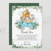 緑のノアの箱舟の赤男女兼用ちゃんシャワー サンキューカード (正面/裏面)