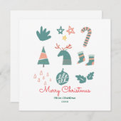 緑のノンフォトキュートシンプルクリスマスクリスマススケッチ シーズンカード (正面/裏面)