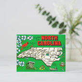 緑のノースカロライナ州マップ ポストカード (スタンド正面)