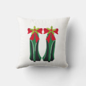 緑のハイヒールとクリスマスボウ クッション (裏面)