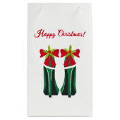 緑のハイヒールとクリスマスボウ スモールペーパーバッグ (裏面)