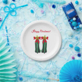 緑のハイヒールとクリスマスボウ ペーパープレート (パーティー)