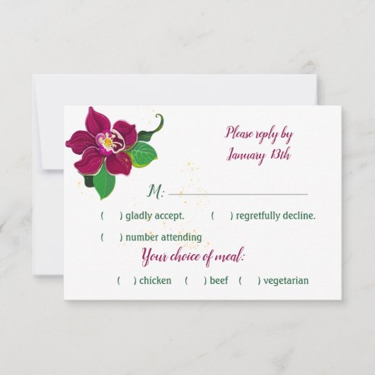 緑のハイビスカスの花の葉反応が鈍い 出欠カード (正面)