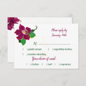 緑のハイビスカスの花の葉反応が鈍い 出欠カード (正面/裏面)