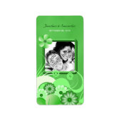 緑のハイビスカス結婚のミニフォトフェイスワインラベル ラベル (正面)