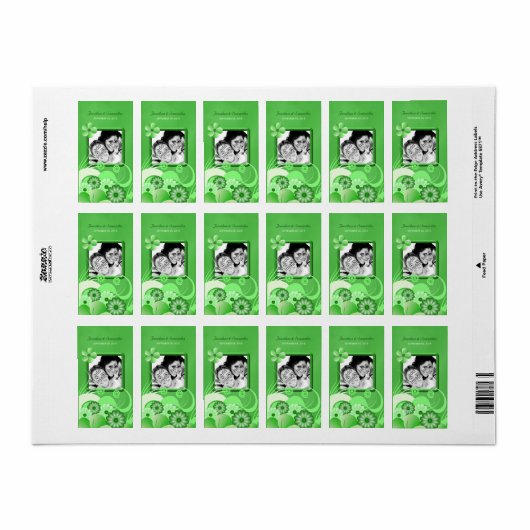 緑のハイビスカス結婚のミニフォトフェイスワインラベル ラベル (フルシート)